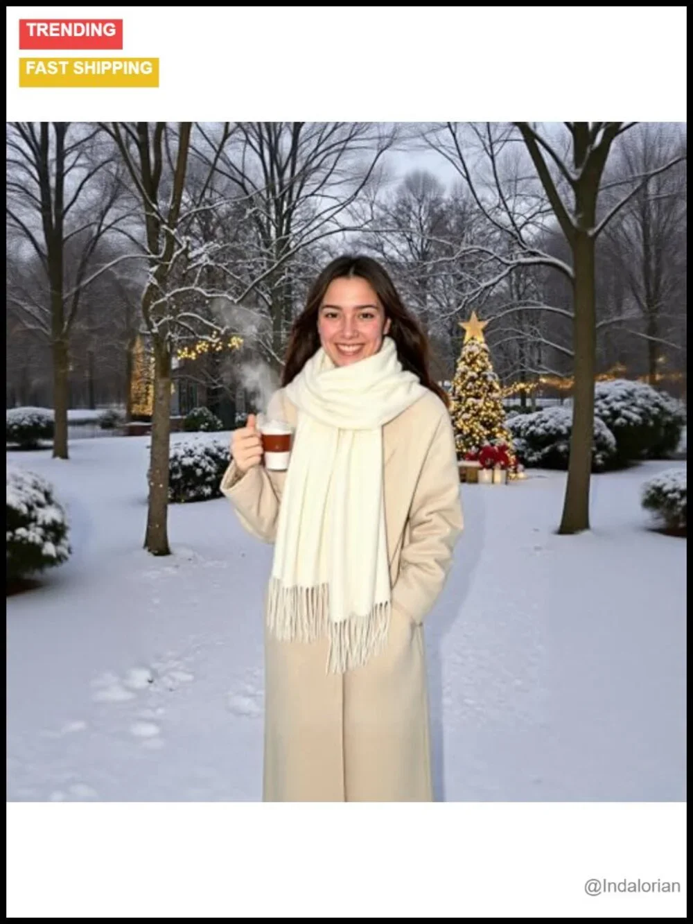 Luxurious Cashmere-Like Fringed Wrap Scarf Oversized Shawl